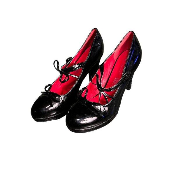 RUBIES Black Patent Leather Mary Jane Platforms - Picture 1 of 16